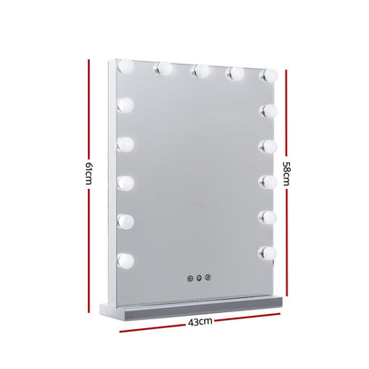 Embellir Home & Garden > Decor > Mirrors Embellir Makeup Mirror 43x61cm Hollywood Vanity with LED Light Tabletop Wall