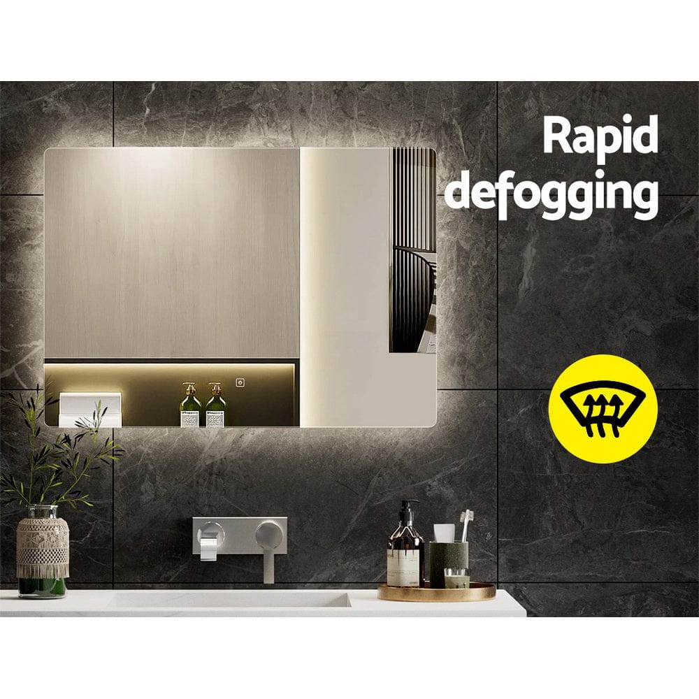Embellir Home & Garden > Decor > Mirrors Embellir Wall Mirror 70X50cm with LED Light Bathroom Home Decor Round Rectangle