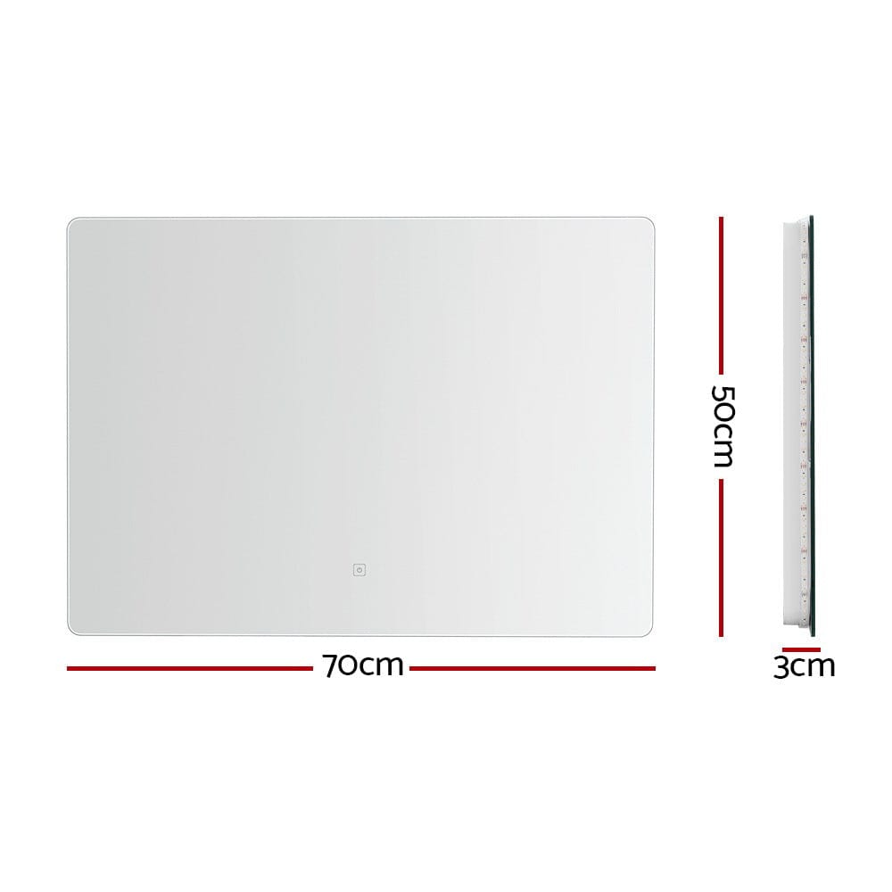 Embellir Home & Garden > Decor > Mirrors Embellir Wall Mirror 70X50cm with LED Light Bathroom Home Decor Round Rectangle