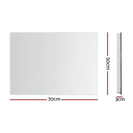 Embellir Home & Garden > Decor > Mirrors Embellir Wall Mirror 70X50cm with LED Light Bathroom Home Decor Round Rectangle