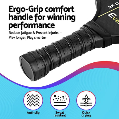 Everfit Baby & Kids > Baby & Kid's Toys > Outdoor Play Equipment Everfit 2PCS Pickleball Paddles Set Outdoor Pickle Balls Rackets with Cover Bag Training