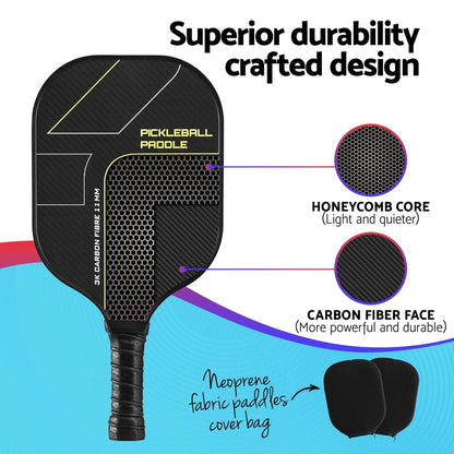 Everfit Baby & Kids > Baby & Kid's Toys > Outdoor Play Equipment Everfit 2PCS Pickleball Paddles Set Outdoor Pickle Balls Rackets with Cover Bag Training