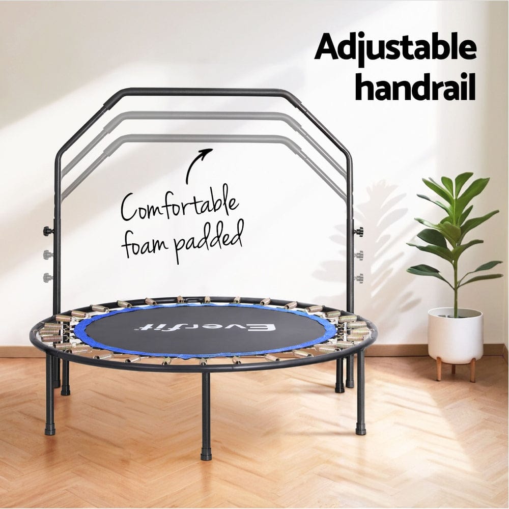 Everfit Baby & Kids > Baby & Kid's Toys > Outdoor Play Equipment Everfit 48inch Round Fitness Trampoline Rebounder Adjustable Handrail Blue