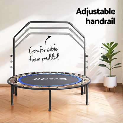 Everfit Baby & Kids > Baby & Kid's Toys > Outdoor Play Equipment Everfit 48inch Round Fitness Trampoline Rebounder Adjustable Handrail Blue