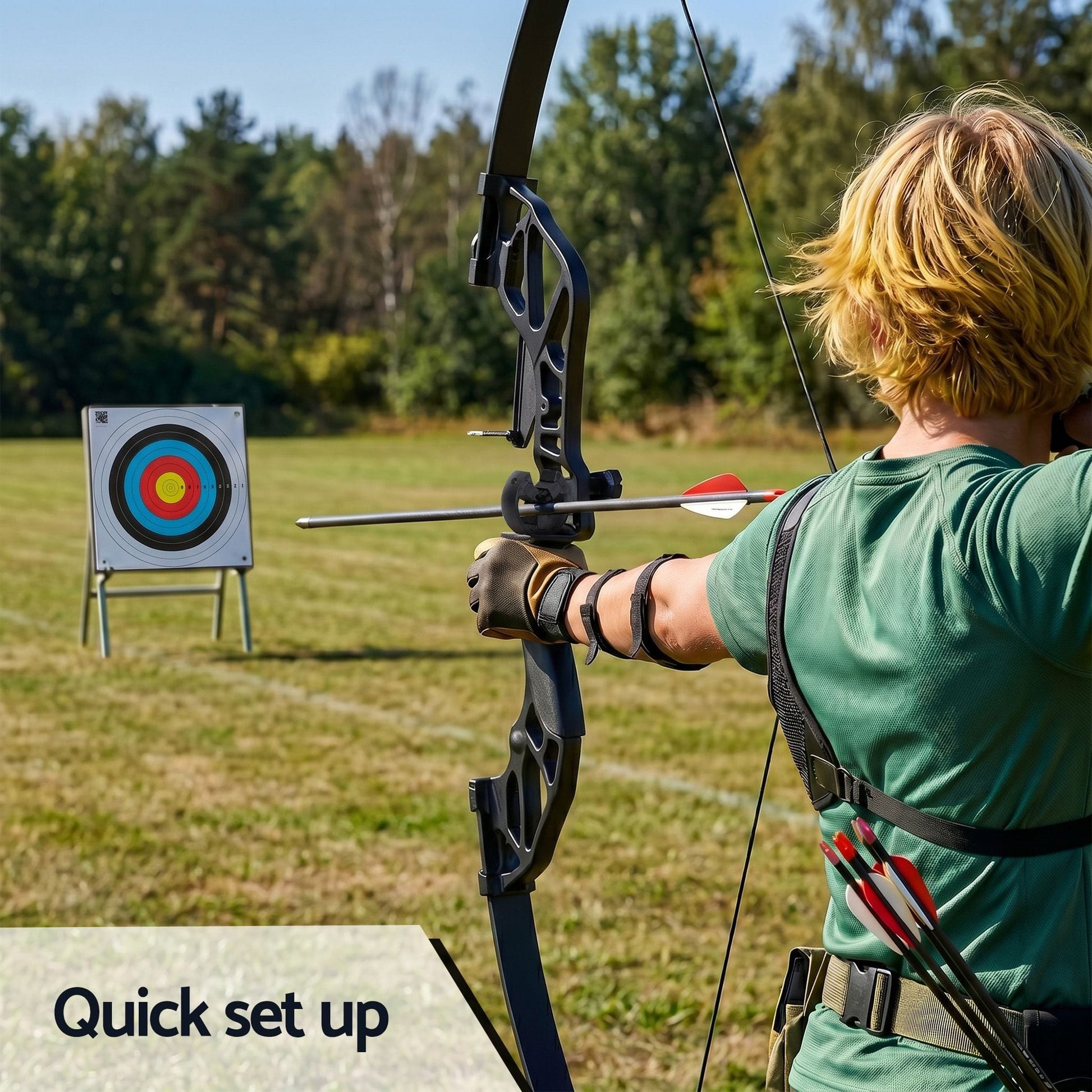 Everfit Baby & Kids > Baby & Kid's Toys > Outdoor Play Equipment Everfit 55lbs Bow Arrow Set Recurve Takedown Archery Hunting for Beginner Red