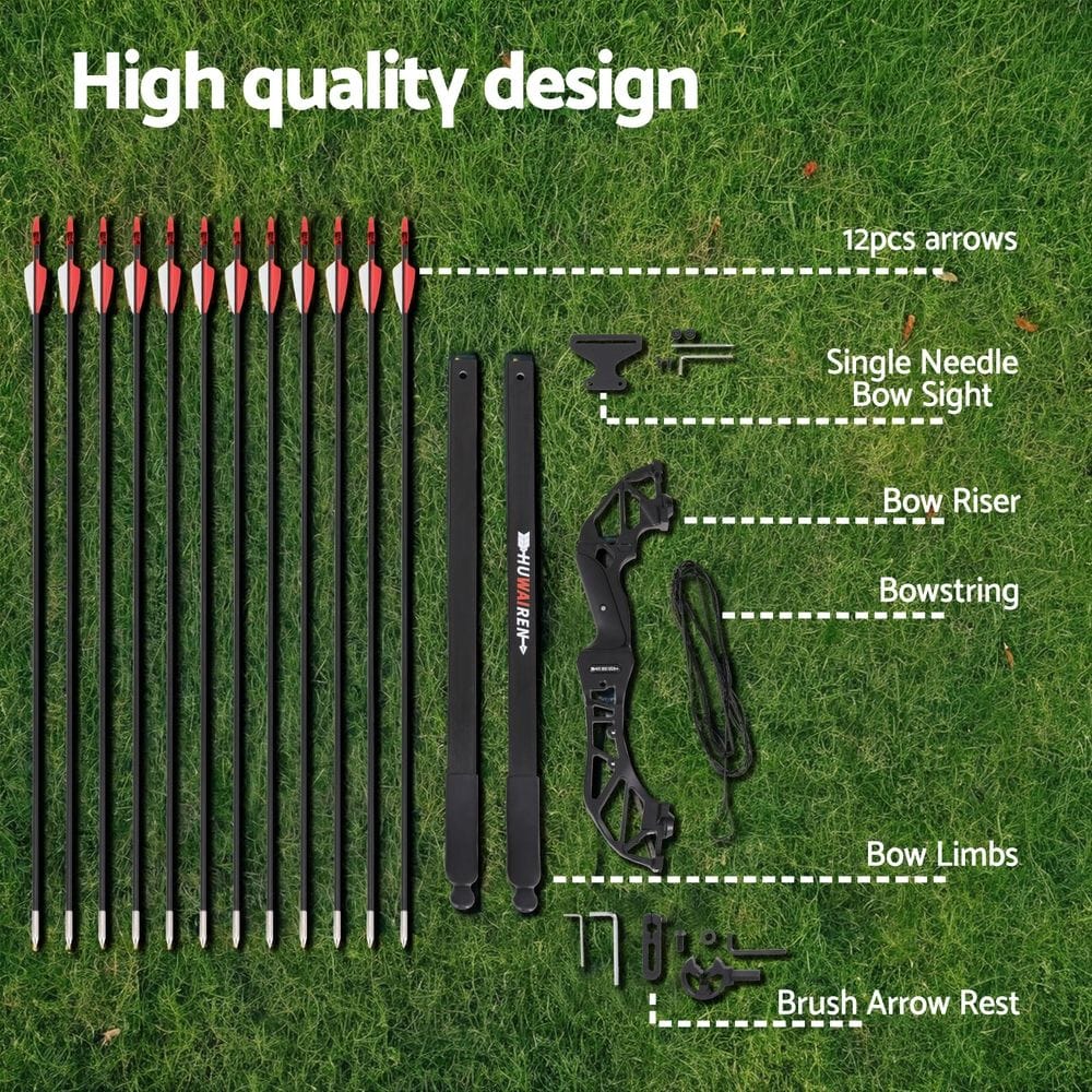 Everfit Baby & Kids > Baby & Kid's Toys > Outdoor Play Equipment Everfit 55lbs Bow Arrow Set Recurve Takedown Archery Hunting for Beginner Red