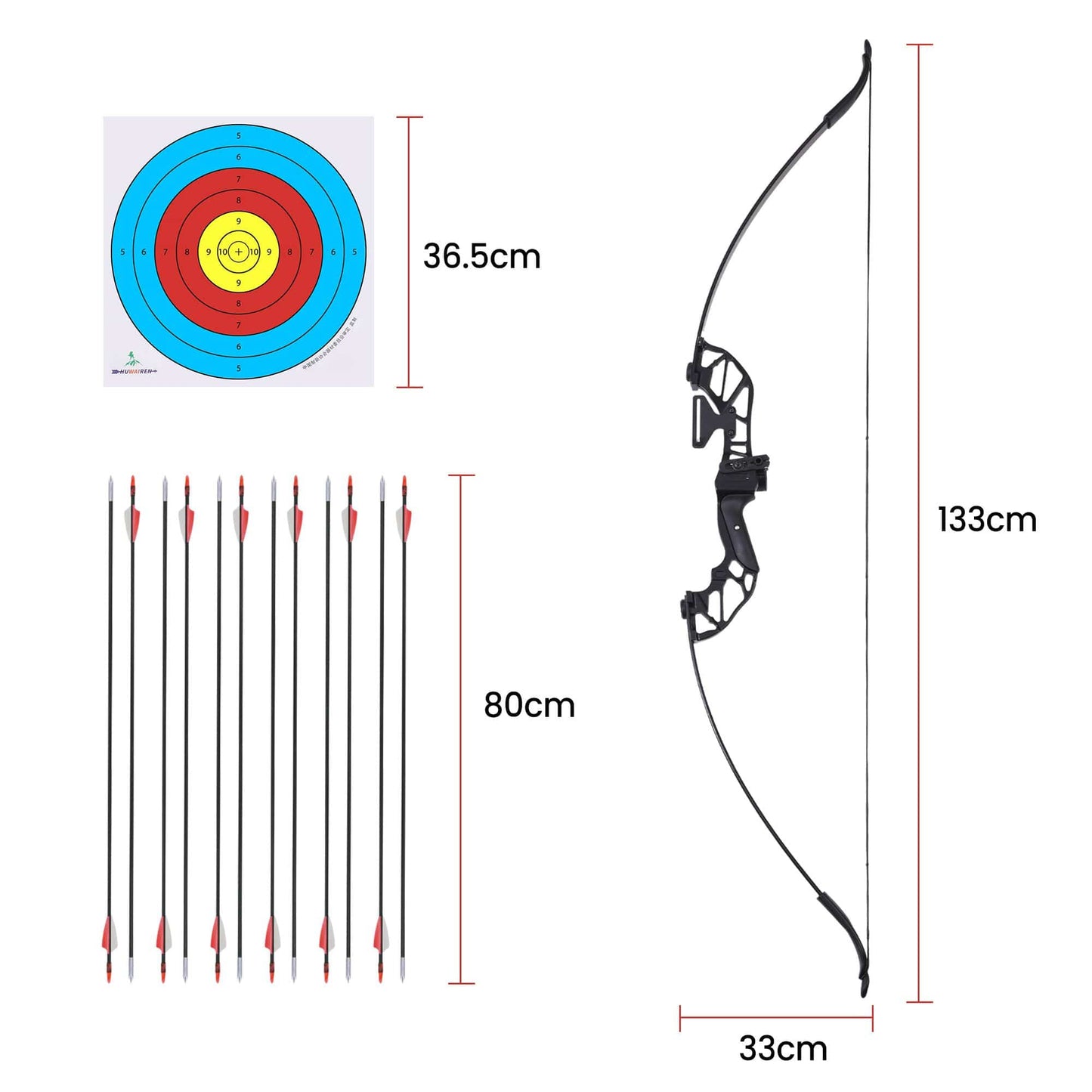 Everfit Baby & Kids > Baby & Kid's Toys > Outdoor Play Equipment Everfit 55lbs Bow Arrow Set Recurve Takedown Archery Hunting for Beginner Red