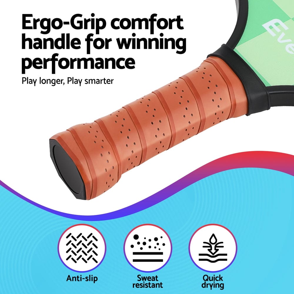 Everfit Baby & Kids > Baby & Kid's Toys > Outdoor Play Equipment Everfit Pickleball Paddle Set Fiberglass with Balls Bag Tournament Kit 2PCS Pickle Balls Rackets