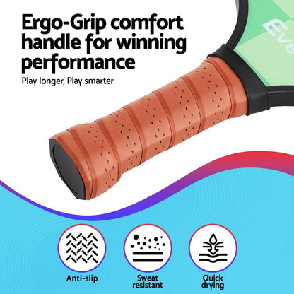 Everfit Baby & Kids > Baby & Kid's Toys > Outdoor Play Equipment Everfit Pickleball Paddle Set Fiberglass with Balls Bag Tournament Kit 2PCS Pickle Balls Rackets
