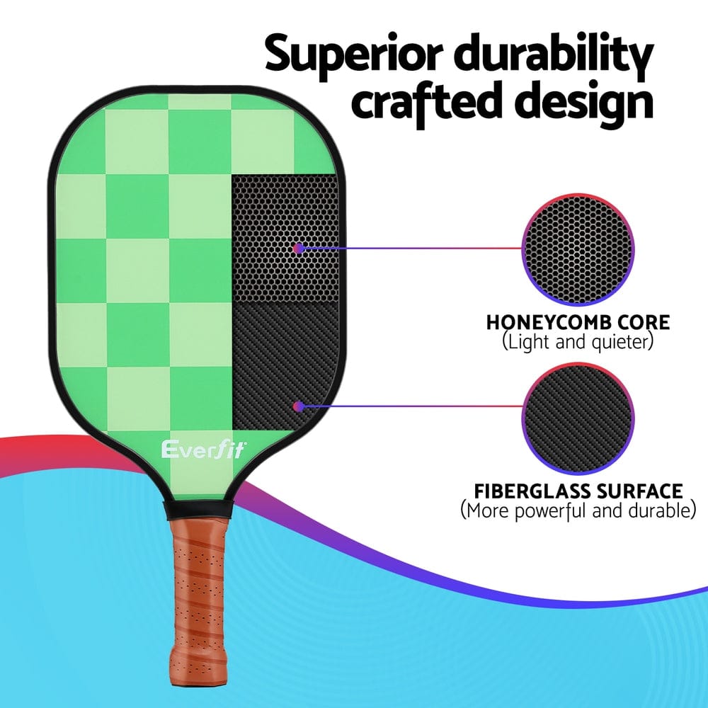 Everfit Baby & Kids > Baby & Kid's Toys > Outdoor Play Equipment Everfit Pickleball Paddle Set Fiberglass with Balls Bag Tournament Kit 2PCS Pickle Balls Rackets