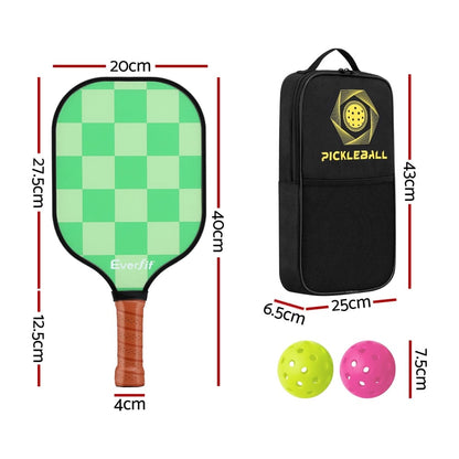 Everfit Baby & Kids > Baby & Kid's Toys > Outdoor Play Equipment Everfit Pickleball Paddle Set Fiberglass with Balls Bag Tournament Kit 2PCS Pickle Balls Rackets