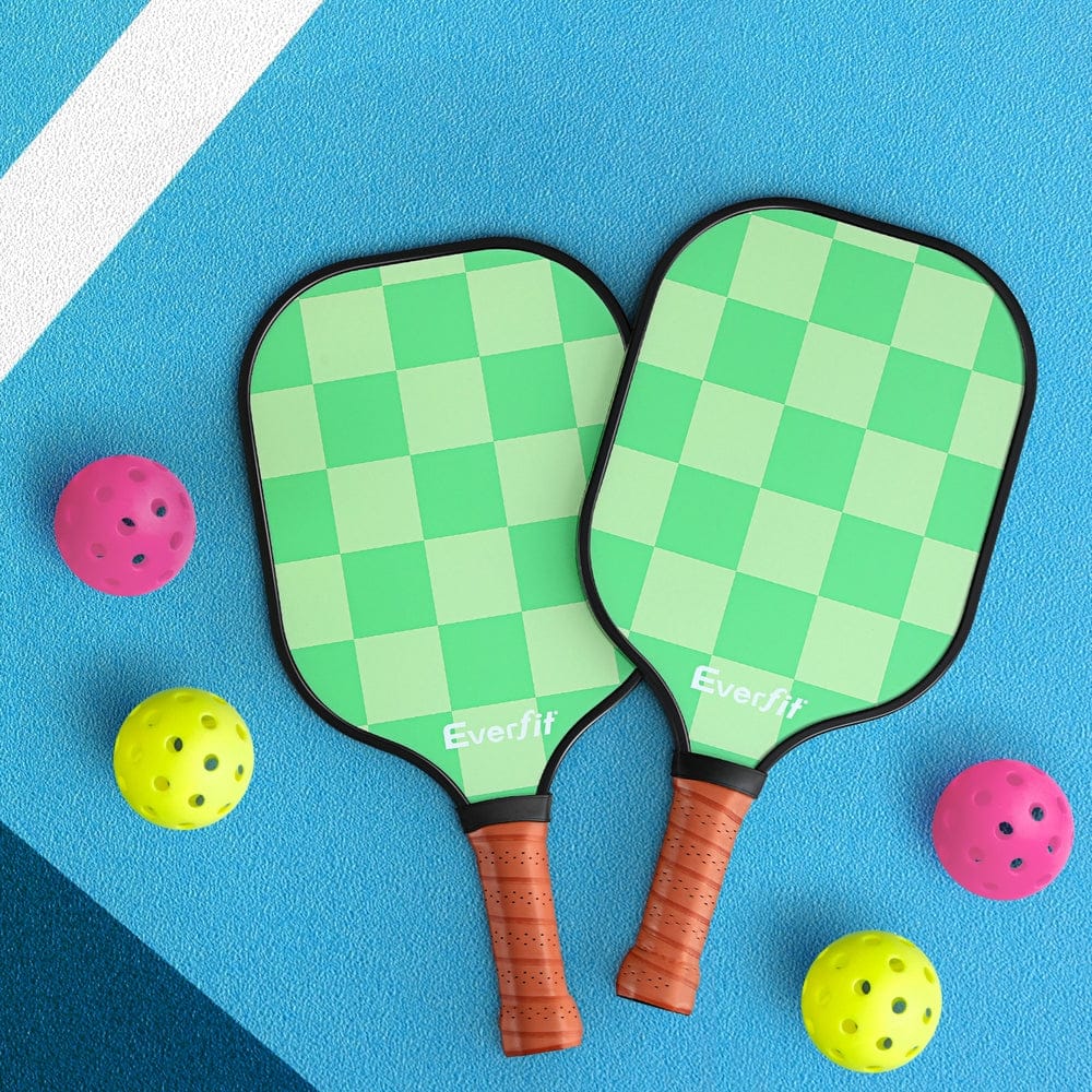 Everfit Baby & Kids > Baby & Kid's Toys > Outdoor Play Equipment Everfit Pickleball Paddle Set Fiberglass with Balls Bag Tournament Kit 2PCS Pickle Balls Rackets