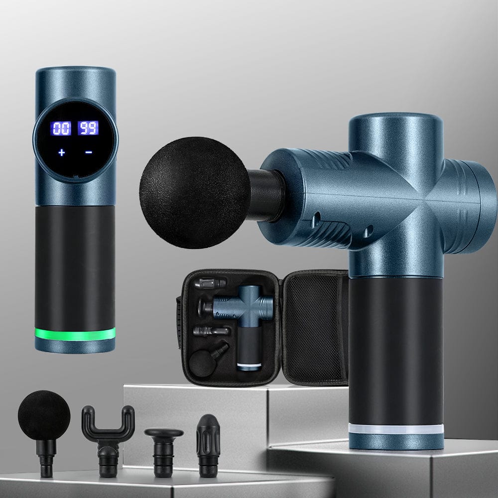 Everfit Health & Beauty > Massage & Relaxation > Massagers Everfit 30 Speed Massage Gun 4 Heads Vibration Muscle Massager Chargeable Blue