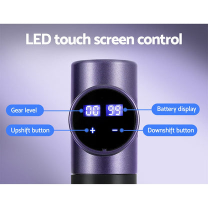 Everfit Health & Beauty > Massage & Relaxation > Massagers Everfit 30 Speed Massage Gun 4 Heads Vibration Muscle Massager Chargeable Purple