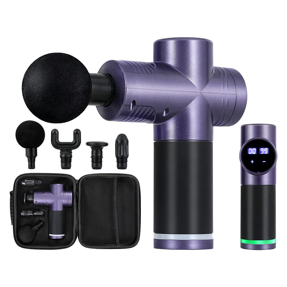 Everfit Health & Beauty > Massage & Relaxation > Massagers Everfit 30 Speed Massage Gun 4 Heads Vibration Muscle Massager Chargeable Purple
