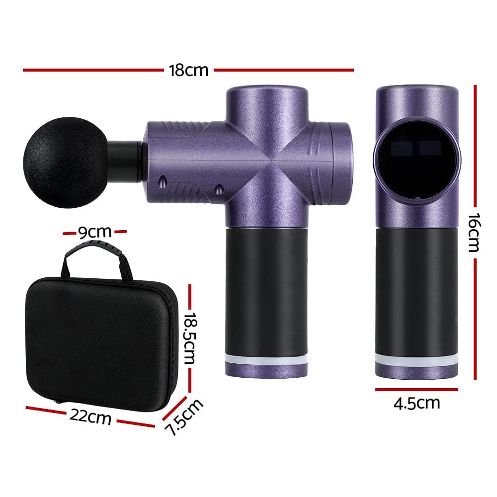 Everfit Health & Beauty > Massage & Relaxation > Massagers Everfit 30 Speed Massage Gun 4 Heads Vibration Muscle Massager Chargeable Purple