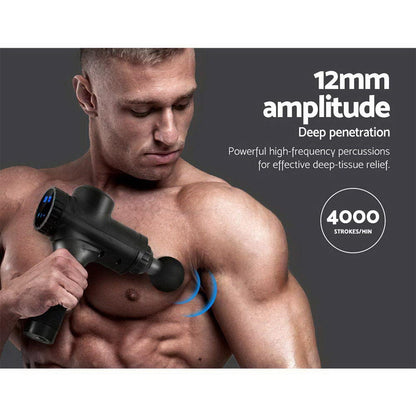 Everfit Health & Beauty > Massage & Relaxation > Massagers Everfit Massage Gun 30 Speed 6 Heads Vibration Muscle Massager Chargeable Black