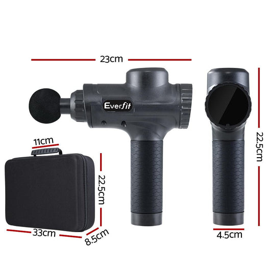 Everfit Health & Beauty > Massage & Relaxation > Massagers Everfit Massage Gun 30 Speed 6 Heads Vibration Muscle Massager Chargeable Black