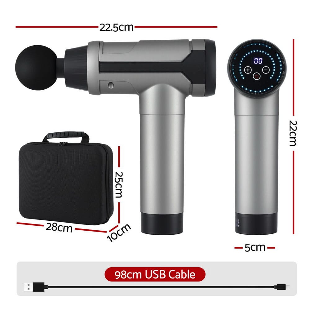 Everfit Health & Beauty > Massage & Relaxation > Massagers Everfit Massage Gun 30 Speed 6 Heads Vibration Muscle Massager Chargeable Black