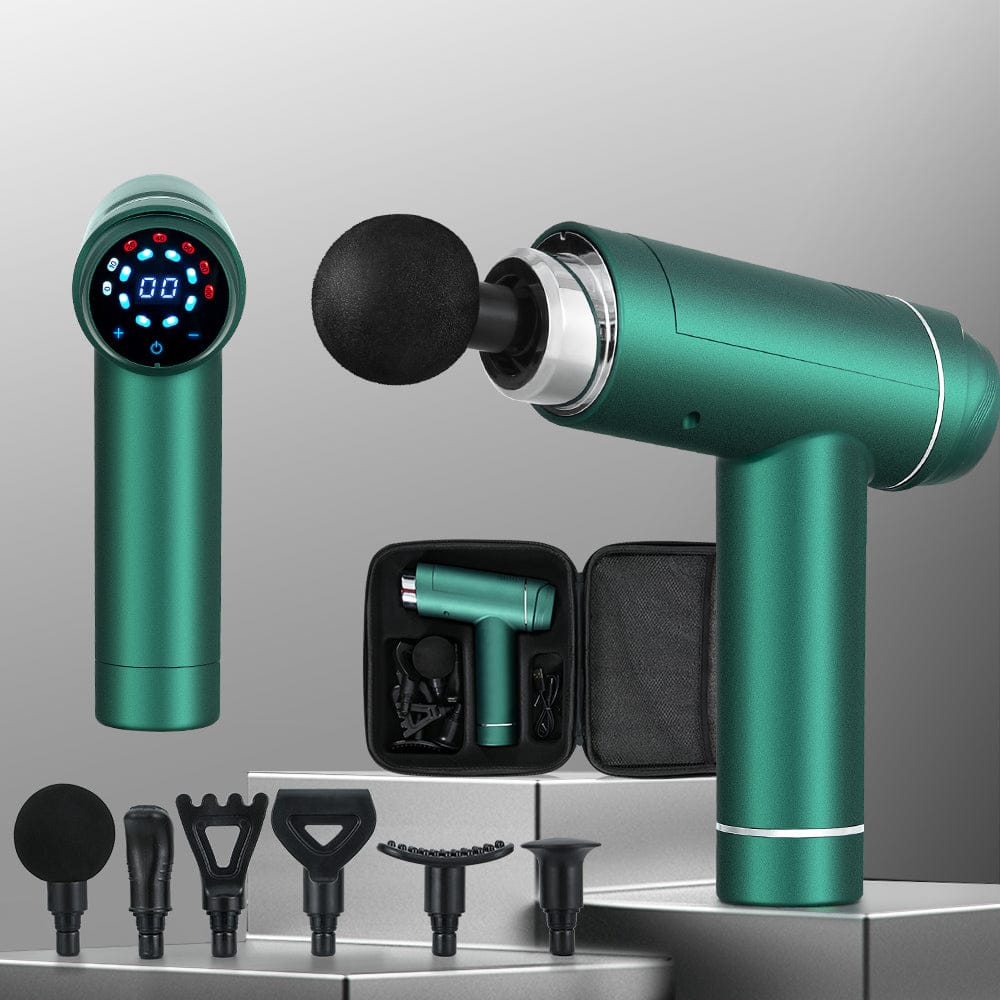 Everfit Health & Beauty > Massage & Relaxation > Massagers Everfit Massage Gun 30 Speed 6 Heads Vibration Muscle Massager Chargeable Green
