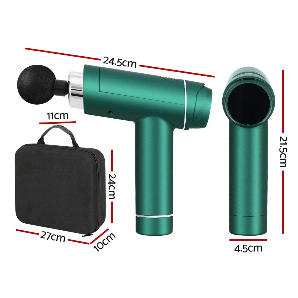 Everfit Health & Beauty > Massage & Relaxation > Massagers Everfit Massage Gun 30 Speed 6 Heads Vibration Muscle Massager Chargeable Green