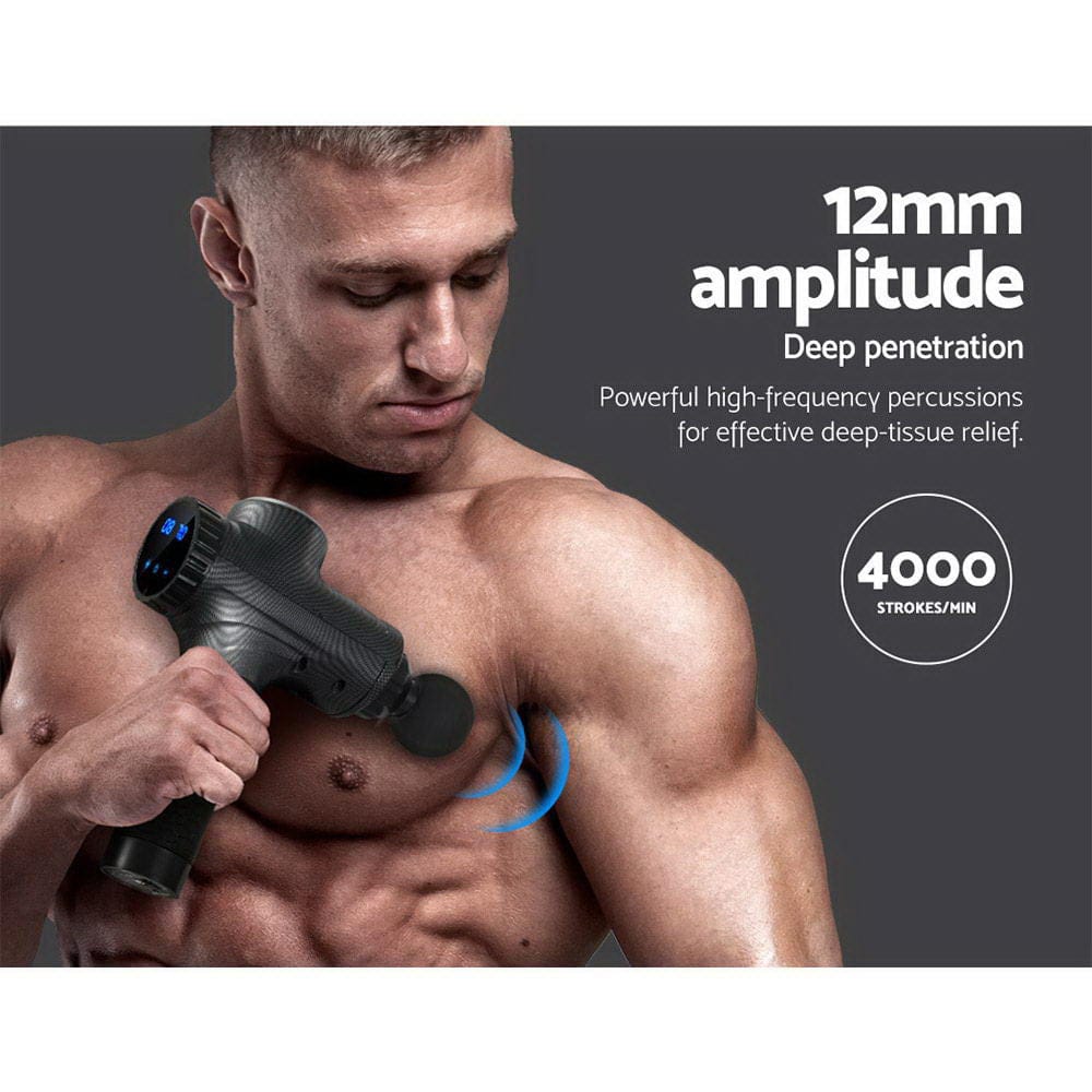 Everfit Health & Beauty > Massage & Relaxation > Massagers Everfit Massage Gun 30 Speed 6 Heads Vibration Muscle Massager Chargeable Grey