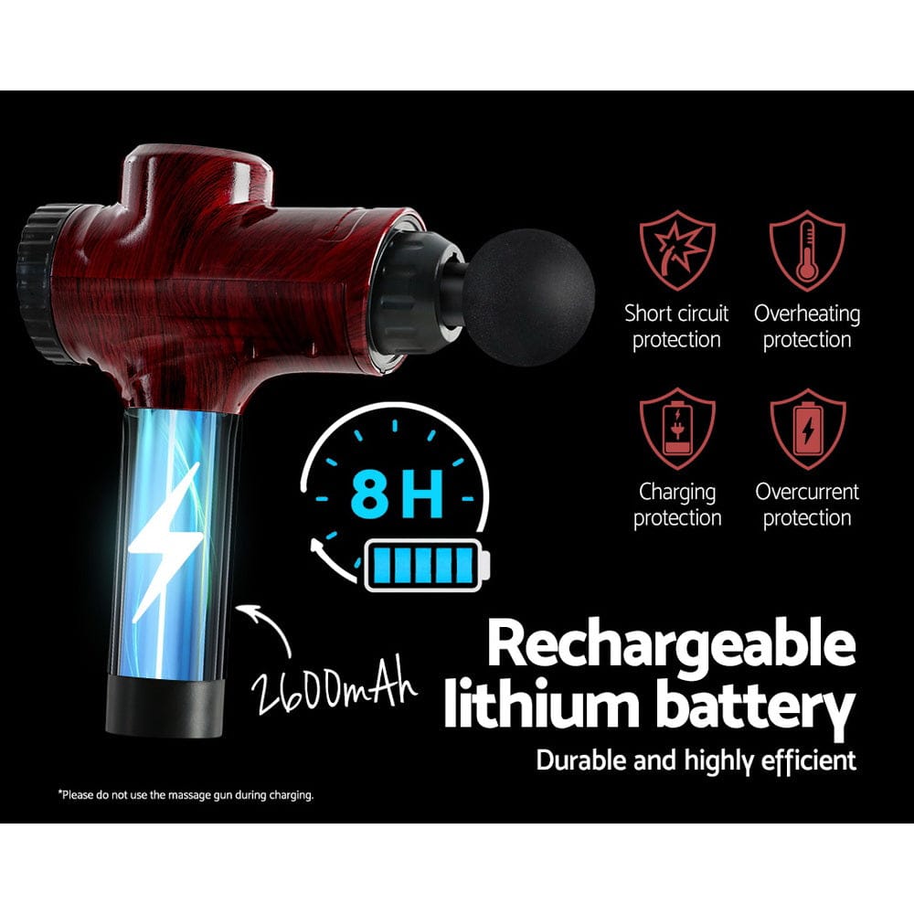 Everfit Health & Beauty > Massage & Relaxation > Massagers Everfit Massage Gun 30 Speed 6 Heads Vibration Muscle Massager Chargeable Red