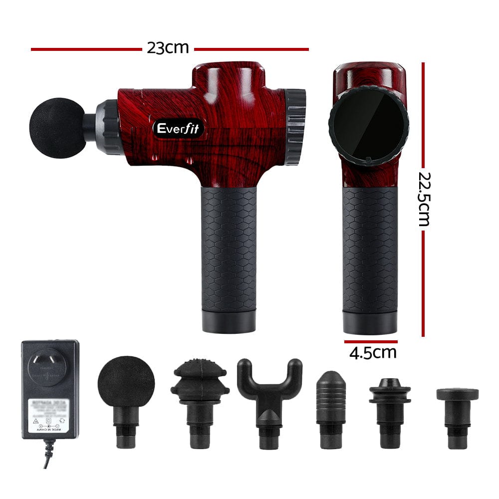 Everfit Health & Beauty > Massage & Relaxation > Massagers Everfit Massage Gun 30 Speed 6 Heads Vibration Muscle Massager Chargeable Red