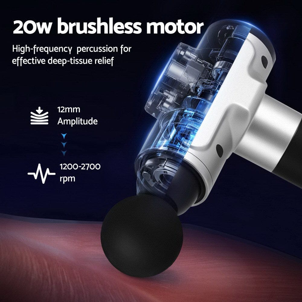 Everfit Health & Beauty > Massage & Relaxation > Massagers Everfit Massage Gun 30 Speed 6 Heads Vibration Muscle Massager Chargeable Silver