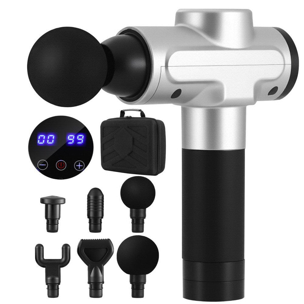 Everfit Health & Beauty > Massage & Relaxation > Massagers Everfit Massage Gun 30 Speed 6 Heads Vibration Muscle Massager Chargeable Silver