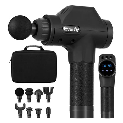 Everfit Health & Beauty > Massage & Relaxation > Massagers Everfit Massage Gun 30 Speed 8 Heads Chargeable Black