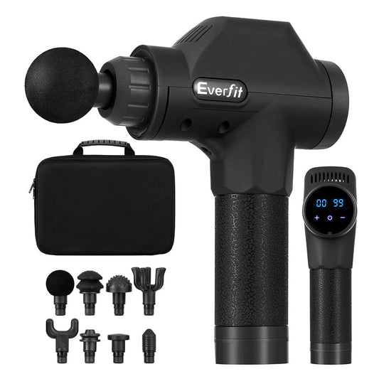 Everfit Health & Beauty > Massage & Relaxation > Massagers Everfit Massage Gun 30 Speed 8 Heads Chargeable Black