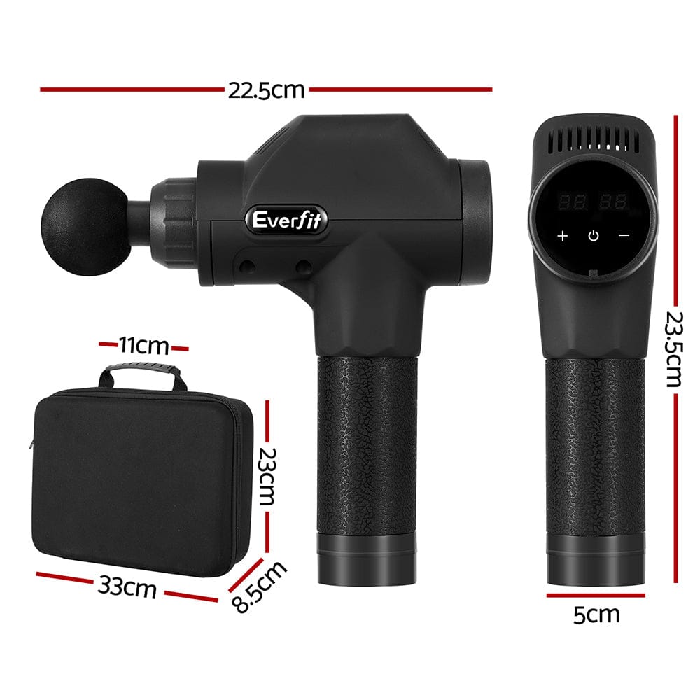 Everfit Health & Beauty > Massage & Relaxation > Massagers Everfit Massage Gun 30 Speed 8 Heads Chargeable Black