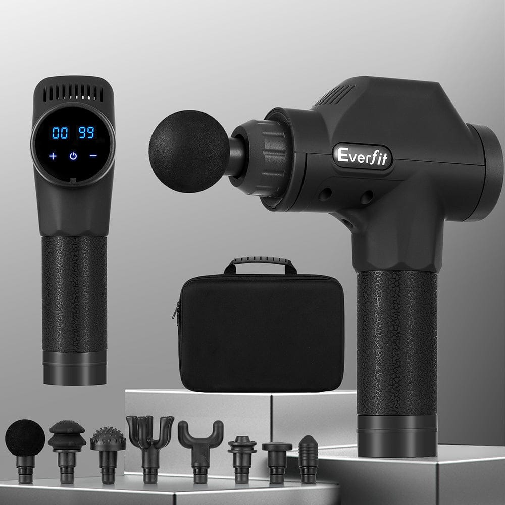 Everfit Health & Beauty > Massage & Relaxation > Massagers Everfit Massage Gun 30 Speed 8 Heads Chargeable Black