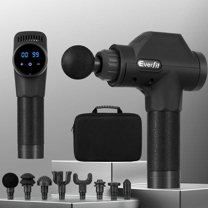 Everfit Health & Beauty > Massage & Relaxation > Massagers Everfit Massage Gun 30 Speed 8 Heads Chargeable Black