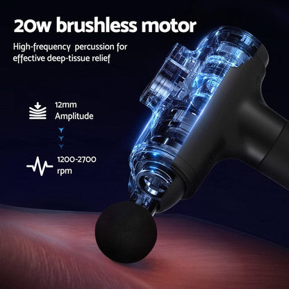Everfit Health & Beauty > Massage & Relaxation > Massagers Everfit Massage Gun 30 Speed 8 Heads Vibration Muscle Massager Chargeable Black
