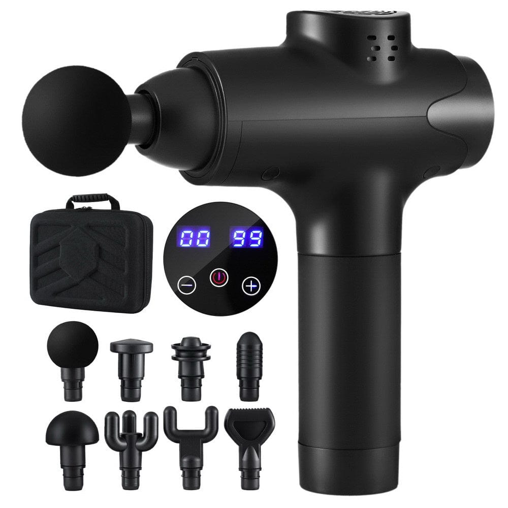Everfit Health & Beauty > Massage & Relaxation > Massagers Everfit Massage Gun 30 Speed 8 Heads Vibration Muscle Massager Chargeable Black