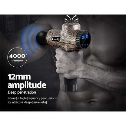 Everfit Health & Beauty > Massage & Relaxation > Massagers Everfit Massage Gun 6 Heads Massager Electric LCD Vibration Relief Percussion