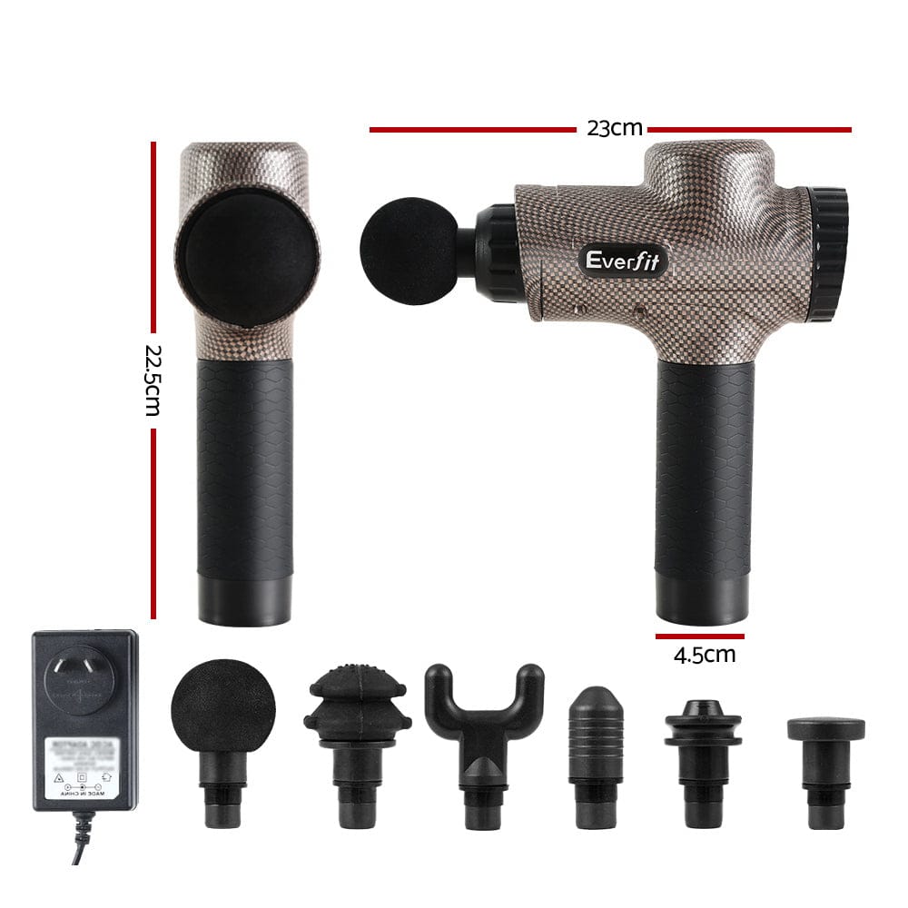 Everfit Health & Beauty > Massage & Relaxation > Massagers Everfit Massage Gun 6 Heads Massager Electric LCD Vibration Relief Percussion