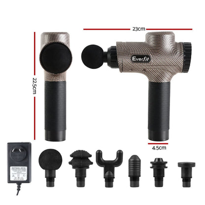 Everfit Health & Beauty > Massage & Relaxation > Massagers Everfit Massage Gun 6 Heads Massager Electric LCD Vibration Relief Percussion