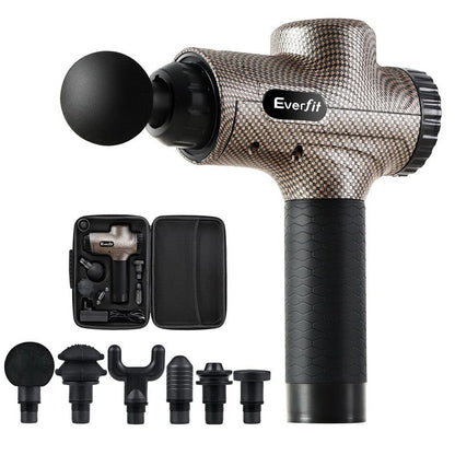 Everfit Health & Beauty > Massage & Relaxation > Massagers Everfit Massage Gun 6 Heads Massager Electric LCD Vibration Relief Percussion