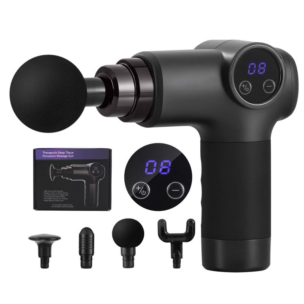 Everfit Health & Beauty > Massage & Relaxation > Massagers Everfit Massage Gun 8 Speed 4 Heads Vibration Muscle Massager Chargeable Black