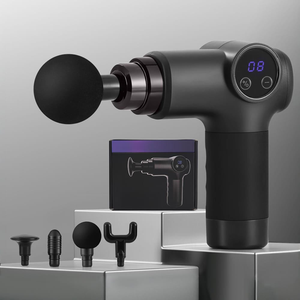 Everfit Health & Beauty > Massage & Relaxation > Massagers Everfit Massage Gun 8 Speed 4 Heads Vibration Muscle Massager Chargeable Black