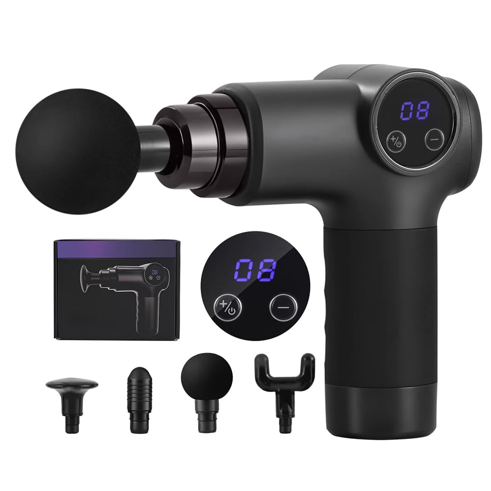 Everfit Health & Beauty > Massage & Relaxation > Massagers Everfit Massage Gun 8 Speed 4 Heads Vibration Muscle Massager Chargeable Black