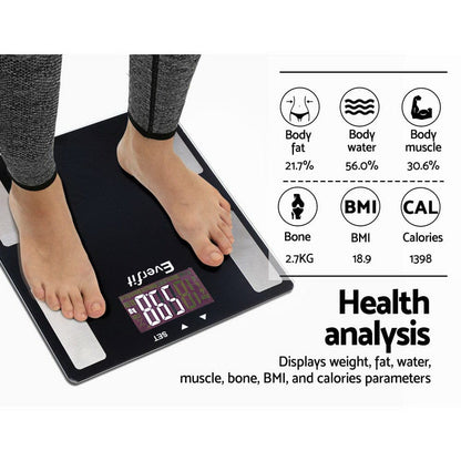 Everfit Home & Garden > Scales > Bathroom Scales Everfit Body Fat Bathroom Scale Weighing BMI Monitor Gym 180KG