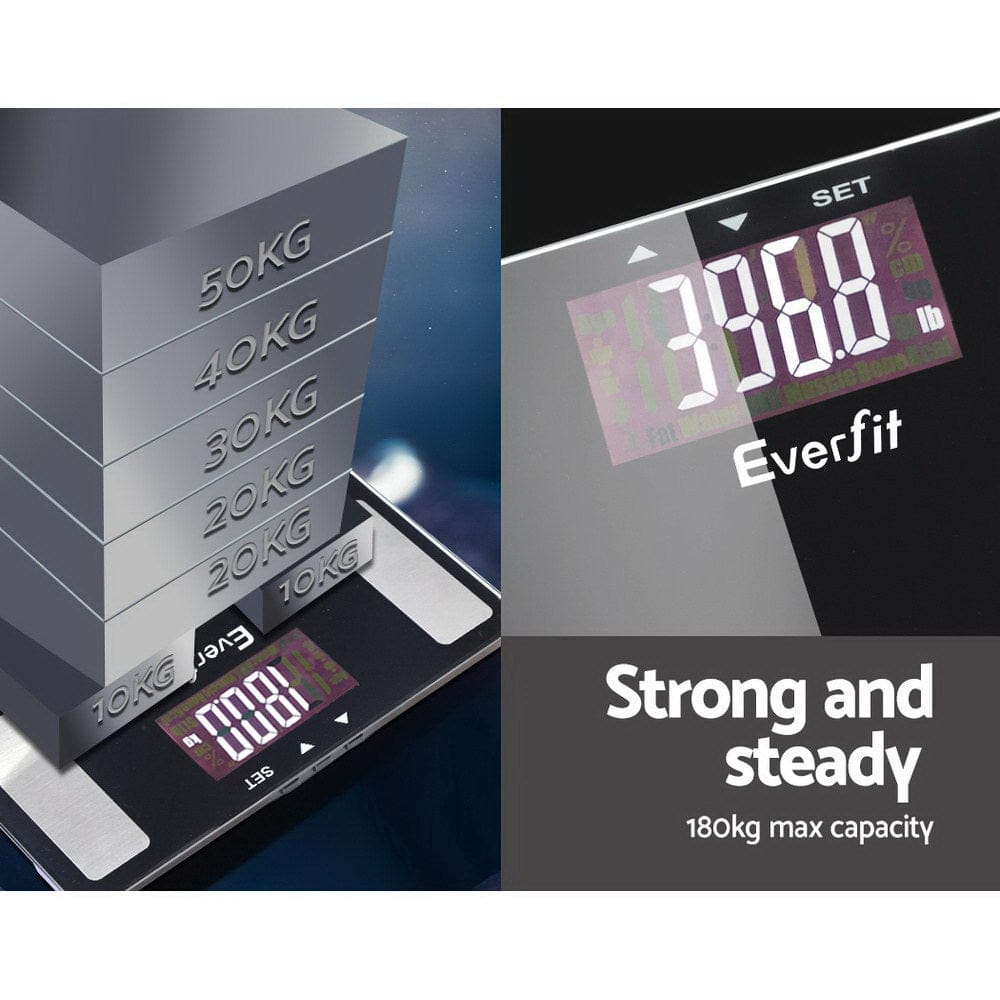 Everfit Home & Garden > Scales > Bathroom Scales Everfit Body Fat Bathroom Scale Weighing BMI Monitor Gym 180KG