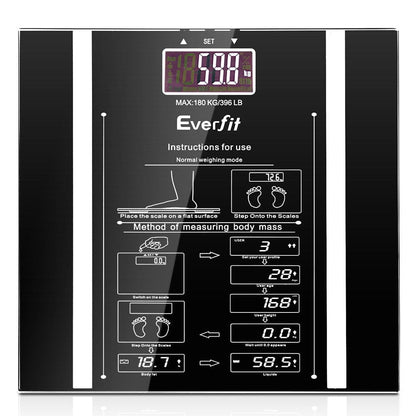 Everfit Home & Garden > Scales > Bathroom Scales Everfit Body Fat Bathroom Scale Weighing Water Body Fat Gym 180KG