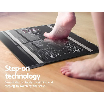 Everfit Home & Garden > Scales > Bathroom Scales Everfit Body Fat Bathroom Scale Weighing Water Body Fat Gym 180KG