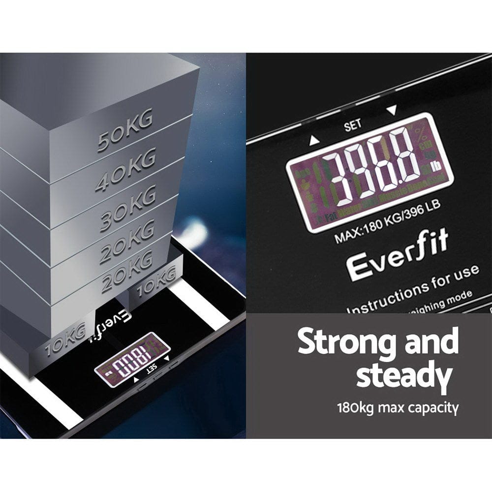Everfit Home & Garden > Scales > Bathroom Scales Everfit Body Fat Bathroom Scale Weighing Water Body Fat Gym 180KG