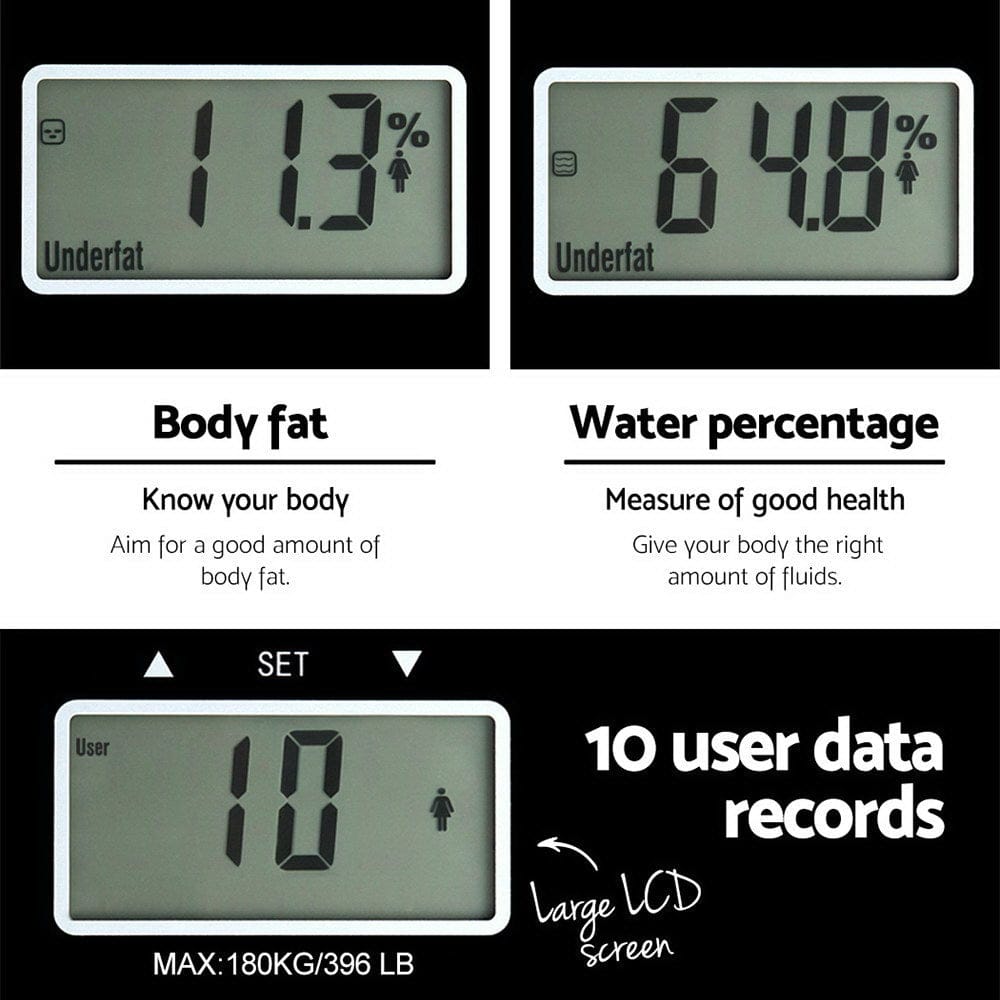 Everfit Home & Garden > Scales > Bathroom Scales Everfit Body Fat Bathroom Scale Weighing Water Body Fat Gym 180KG